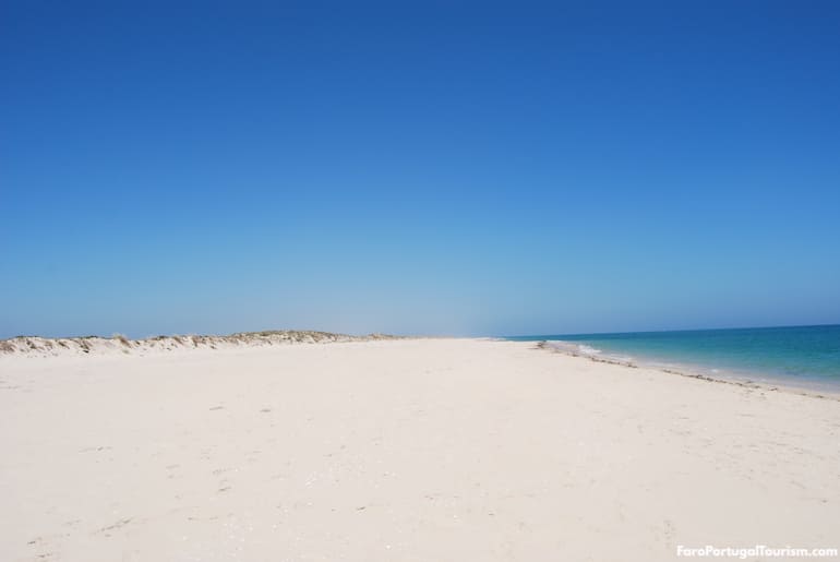 The deserted beach of Culatra Island, Faro, Algarve, Portugal