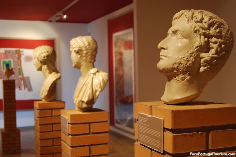 Busts of Roman emperors in Estoi, Algarve, Portugal