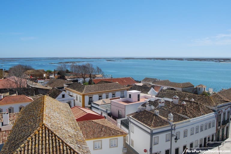 View over Ria Formosa from the top of Faro's cathedral